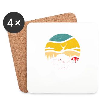 American Elk Hunter Retro Vintage Sun Bow - Coasters (set of 4) - white - Front