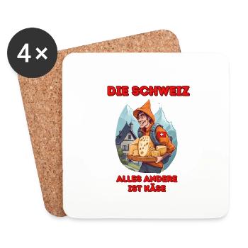 Lustiges Schweizer Shirt mit Spruch und Käse - Untersetzer (4er-Set) - Weiß - Vorne