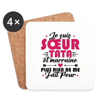Sœur Tata et Marraine - Dessous de verre (lot de 4) - blanc - Devant