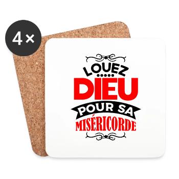 Louez Dieu pour sa miséricorde - Dessous de verre (lot de 4) - blanc - Devant