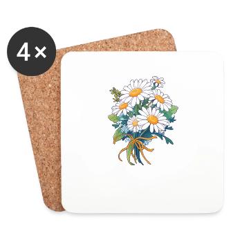 Blumenstrauß Blumen Gänseblümchen Liebhaber Vintage Blumen Wortspiel - Untersetzer (4er-Set) - Weiß - Vorne