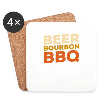 Bier Bourbon BBQ Barbecue Grillen Bier trinken - Untersetzer (4er-Set) - Weiß - Vorne