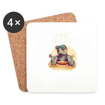 Chill Krötchen Schildkröte Chillkröte - Untersetzer (4er-Set) - Weiß - Vorne