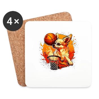 Chihuahua | Basketball Spieler | Sport Dunk | - Untersetzer (4er-Set) - Weiß - Vorne