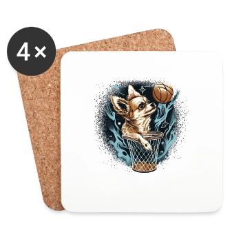 Chihuahua | Basketball Spieler | Sport Dunk | - Untersetzer (4er-Set) - Weiß - Vorne
