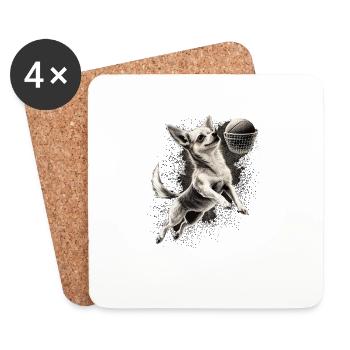 Chihuahua | Basketball Spieler | Sport Dunk | - Untersetzer (4er-Set) - Weiß - Vorne