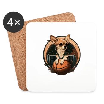 Chihuahua | Basketball Spieler | Sport Dunk | - Untersetzer (4er-Set) - Weiß - Vorne