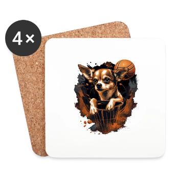 Chihuahua | Basketball Spieler | Sport Dunk | - Untersetzer (4er-Set) - Weiß - Vorne