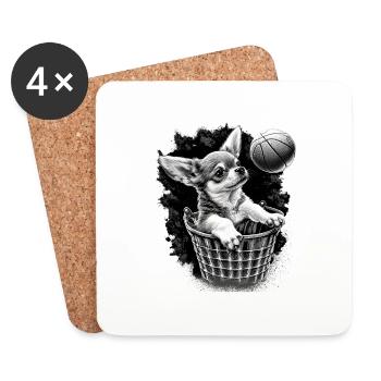 Chihuahua | Basketball Spieler | Sport Dunk | - Untersetzer (4er-Set) - Weiß - Vorne
