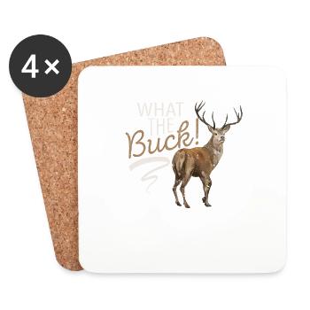 Was der Buck Funny Hirsch Jagd Elch Geweih Rack - Untersetzer (4er-Set) - Weiß - Vorne