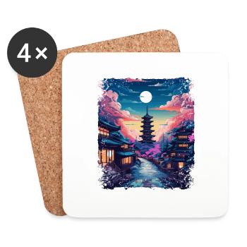 Takayama Dorf Japanische Alpen Japan Vaporwave - Untersetzer (4er-Set) - Weiß - Vorne