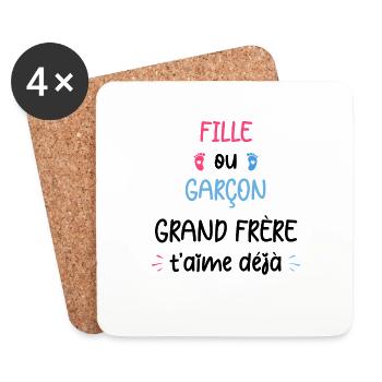 Fille ou garçon grand frère t'aime déjà - Dessous de verre (lot de 4) - blanc - Devant