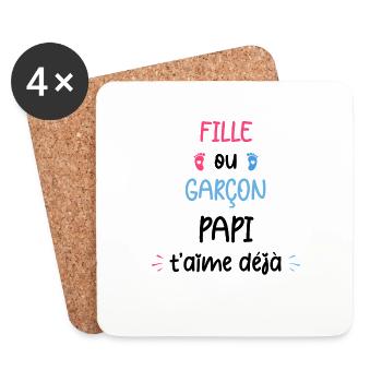 Fille ou garçon papi t'aime déjâ - Dessous de verre (lot de 4) - blanc - Devant