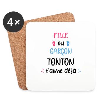 Fille ou garçon tonton t'aime déjà - Dessous de verre (lot de 4) - blanc - Devant