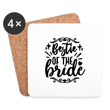 Bestie de la mariée Demoiselle d’honneur de la fête de mariage - Dessous de verre (lot de 4) - blanc - Devant