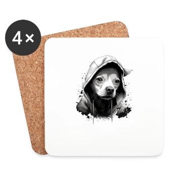Chihuahua | Chien Cool | Rap | Hip-Hop | Gangster - Dessous de verre (lot de 4) - blanc - Devant