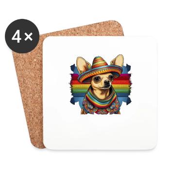 Chihuahua | Mexique | Chien Amusant Chapeau - Dessous de verre (lot de 4) - blanc - Devant