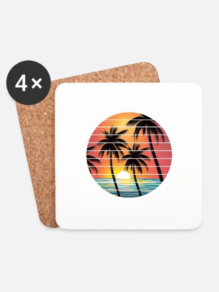 Palmen Sommerurlaub Palme Strand Insel Sonne - Untersetzer (4er-Set) - Weiß