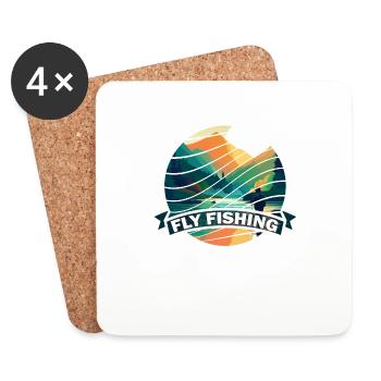 Trout Fly Fishing in the River Vintage-Inspired - Untersetzer (4er-Set) - Weiß - Vorne