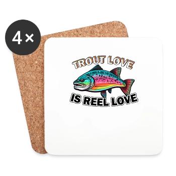 Trout Love is Reel Love For Vintage Fly Fishing - Untersetzer (4er-Set) - Weiß - Vorne