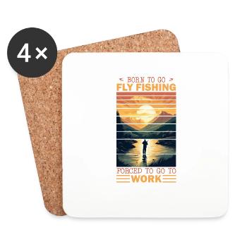 Born to Go Fly Fishing Great Mountain View Retro - Untersetzer (4er-Set) - Weiß - Vorne