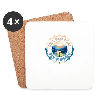 Fly Fishing Reel Good Vibes Morning Hours in - Untersetzer (4er-Set) - Weiß - Vorne