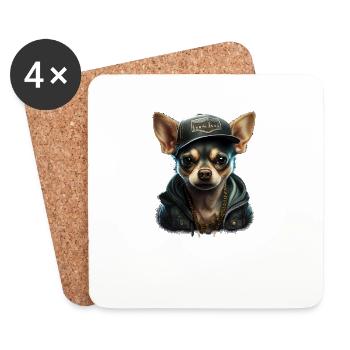 Chihuahua | Chien Cool | Rap | Hip-Hop | Gangster - Dessous de verre (lot de 4) - blanc - Devant