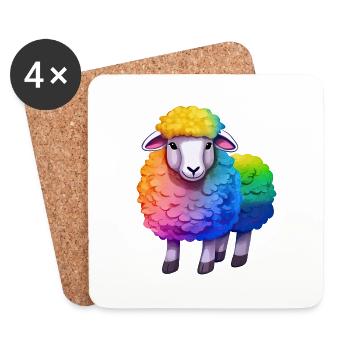 Sheep in Rainbow Coat-LGBT Pride - Coasters (set of 4) - white - Front