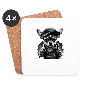 Chihuahua | Chien Cool | Rap | Hip-Hop | Gangster - Dessous de verre (lot de 4) - blanc - Devant