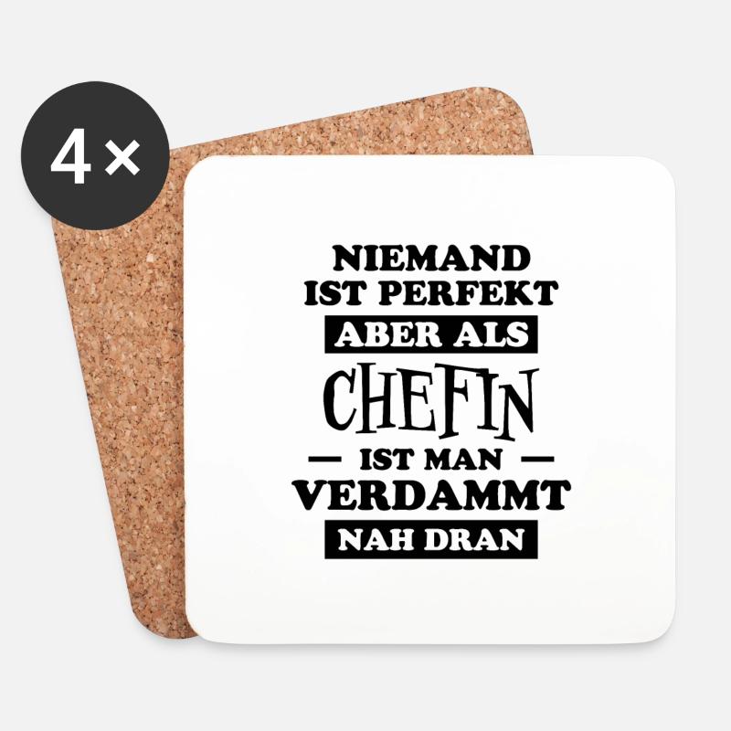 Chefin Spruch Familie Beruf Lustig Chefin Geschenk - Untersetzer (4er-Set) - Weiß