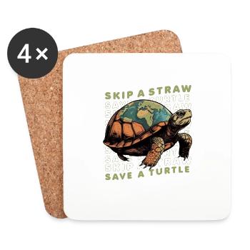 Ecological turtle - Coasters (set of 4) - white - Front