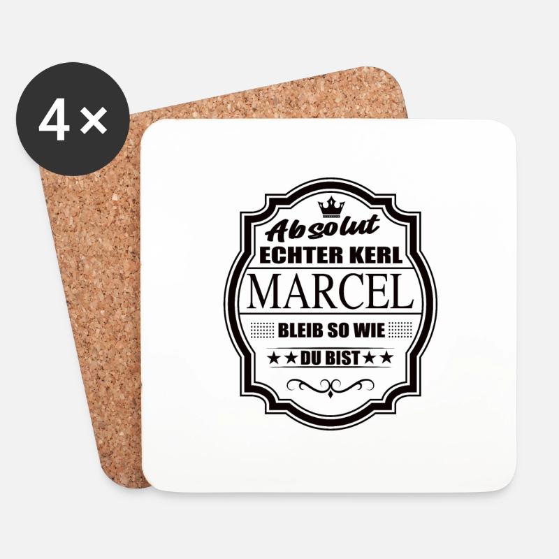 Absolut Echter Kerl Marcel Bleib So Wie Du Bist - Untersetzer (4er-Set) - Weiß