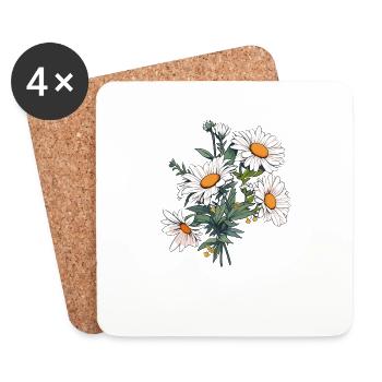 Daisy Lover Flowers Vintage Novelty Bouquet Floral - Coasters (set of 4) - white - Front