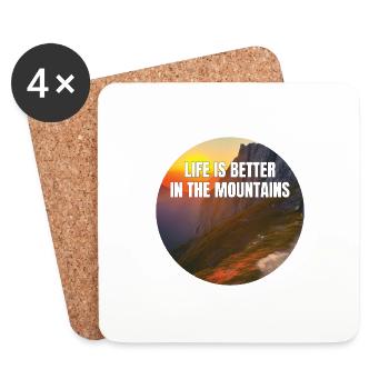 Mountains Hiking Mountain Hiking Hiking Mountain Hikers - Coasters (set of 4) - white - Front