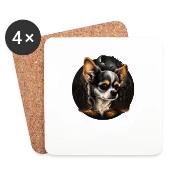 Chihuahua Costume d'Halloween - Citrouille - Dessous de verre (lot de 4) - blanc - Devant