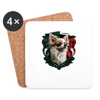 Chihuahua - Italien Flagge Italienisch Lustig Hund - Untersetzer (4er-Set) - Weiß - Vorne