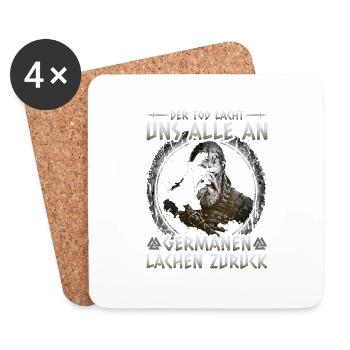 Wikinger Spruch, Germanen Lachen Zurück Norse - Untersetzer (4er-Set) - Weiß - Vorne
