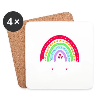 Große Schwester 2024 Boho Regenbogen Design - Untersetzer (4er-Set) - Weiß - Vorne