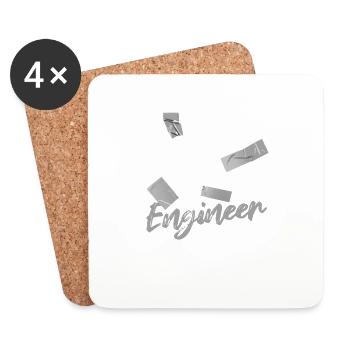 Duct Tape Engineer Funny Do-it-Yourself Mechanic - Coasters (set of 4) - white - Front