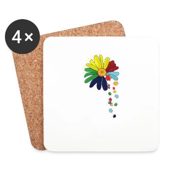 Choose Kind Autism Awareness Sunflower Mom - Coasters (set of 4) - white - Front