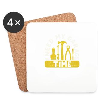 J’ai besoin de mon garage temps drôle mécanicien automobile - Dessous de verre (lot de 4) - blanc - Devant
