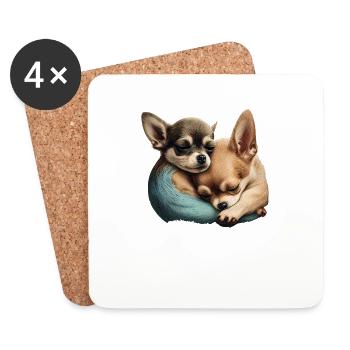 Chihuahua Puppys - Cute Dogs Little Love Heart - Coasters (set of 4) - white - Front