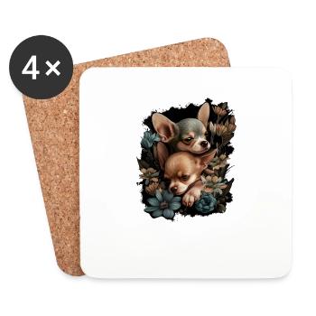 Chihuahua Welpen - Niedliche kleine Hunde Liebe - Untersetzer (4er-Set) - Weiß - Vorne