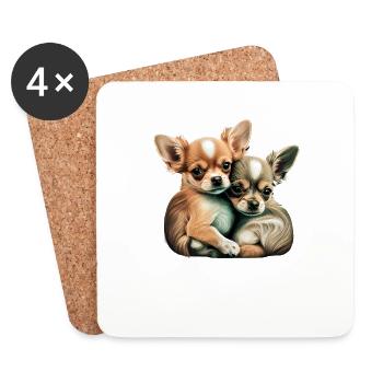 Chihuahua Welpen - Niedliche kleine Hunde Liebe - Untersetzer (4er-Set) - Weiß - Vorne