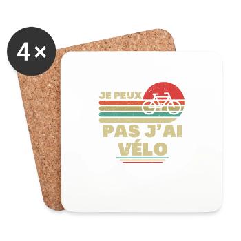 Je Peux Pas J'ai Vélo Humour Cadeau Cycliste - Dessous de verre (lot de 4) - blanc - Devant