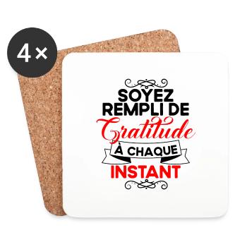 Soyez rempli de gratitude - Dessous de verre (lot de 4) - blanc - Devant