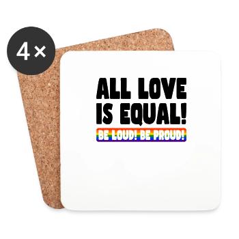 L’amour LGBT de la fierté gagne, nous sommes queer et fiers - Dessous de verre (lot de 4) - blanc - Devant