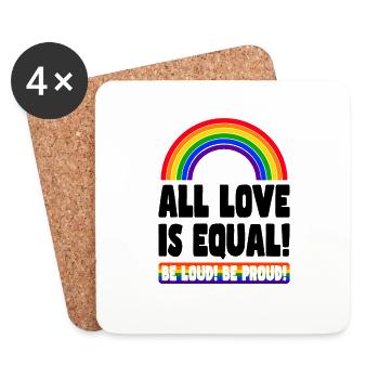 Pride LGBT Love Wins, We're Queer and Proud - Coasters (set of 4) - white - Front
