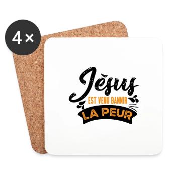 Jésus est venu bannir - Dessous de verre (lot de 4) - blanc - Devant