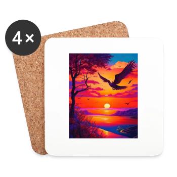 Artwork Grafik majestätisch lebendige Farbe prächt - Untersetzer (4er-Set) - Weiß - Vorne